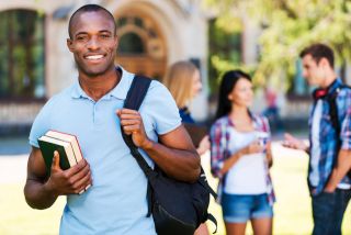 Student with backpack 