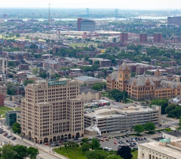 View of Wayne State Campus skyline 