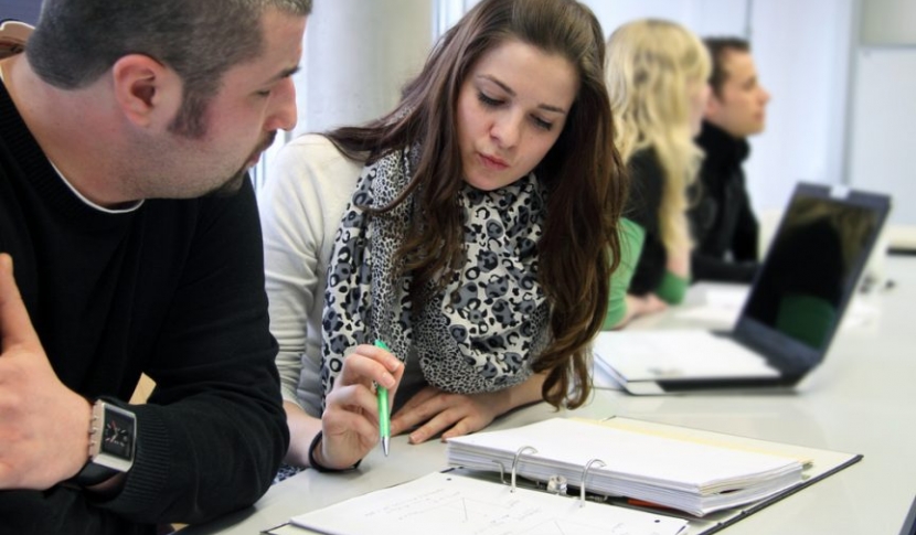 Adult students working