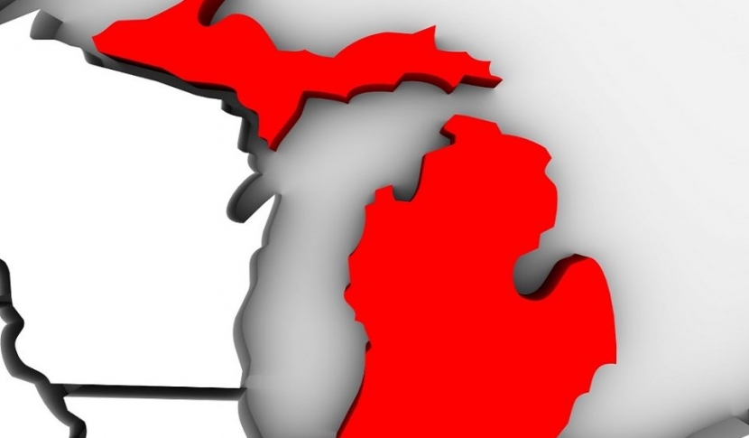 Michigan on map in red