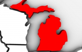 Michigan on map in red